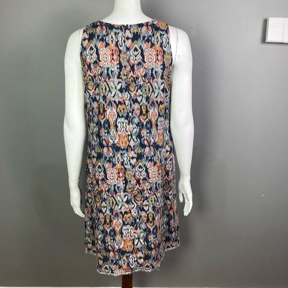 Garnet Hill Linen Dress size 8 sheath Ikat tribal batik colorful boho office - Picture 11 of 16